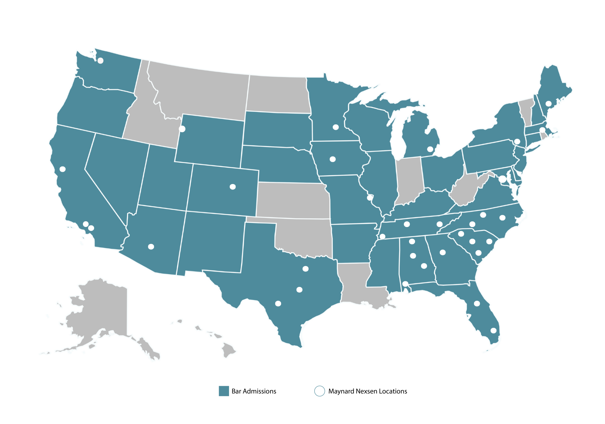 Map of Maynard Nexsen Locations